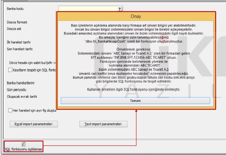 Banka Hesap Özeti Aktarımı (SQL ile)