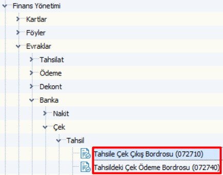 Takasa Çek Çıkış Bordrosu İşlemlerini Hangi Menüden Yapabilirim?